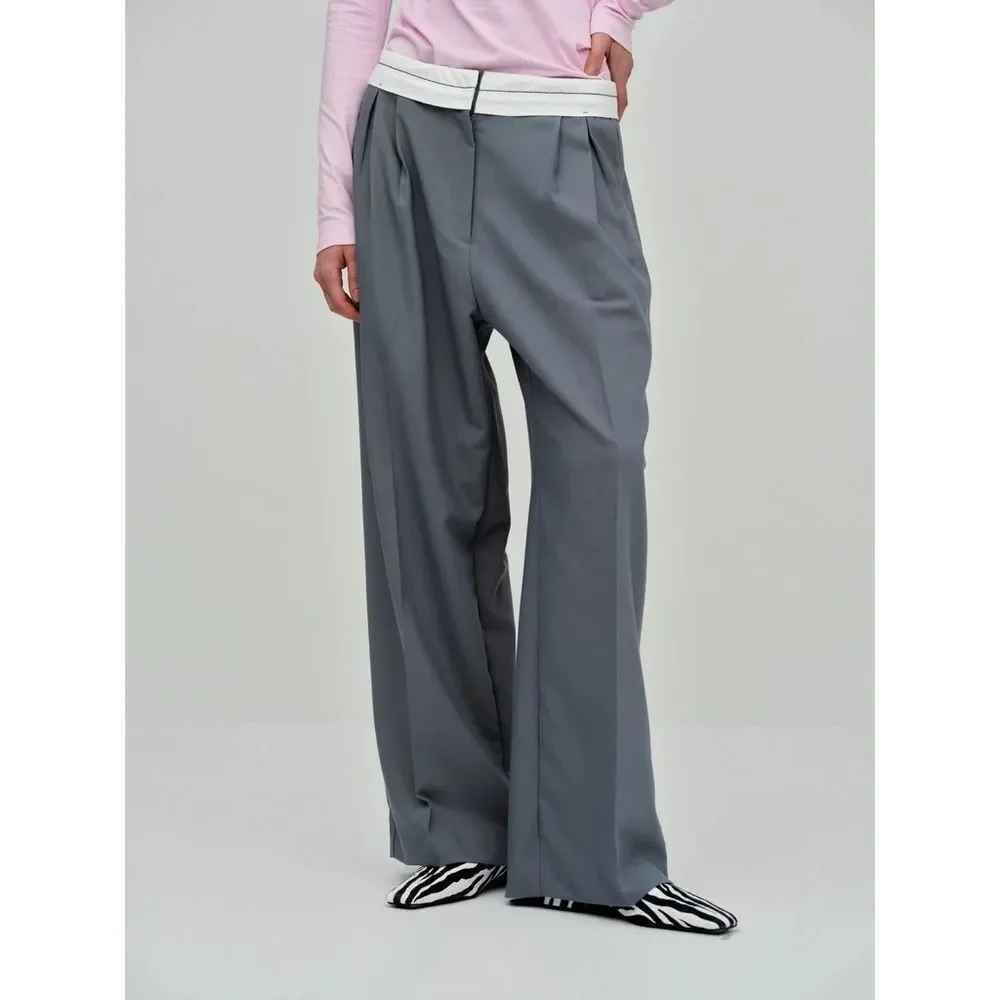 Source Unknown Reversed Waistband Trousers in Piombo Size Large - Picture 3 of 12